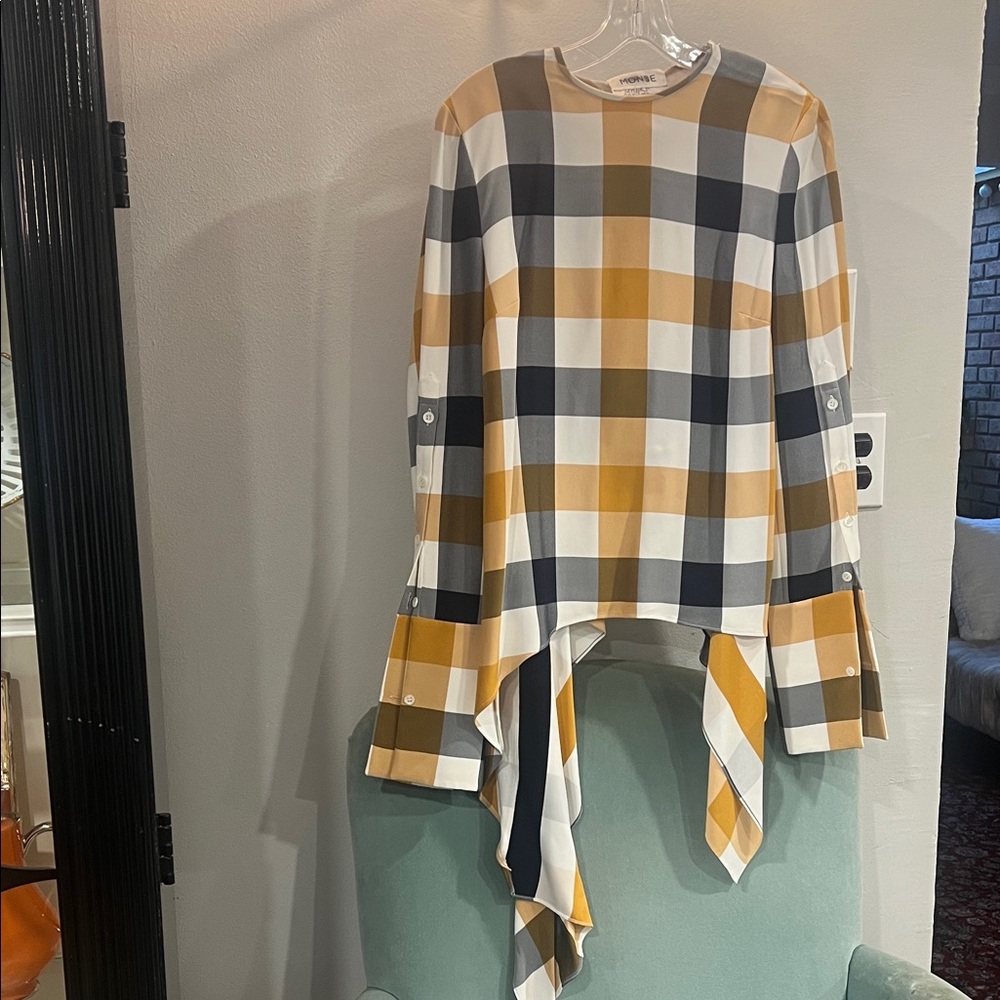MONSE Mustard and Black Plaid Blouse